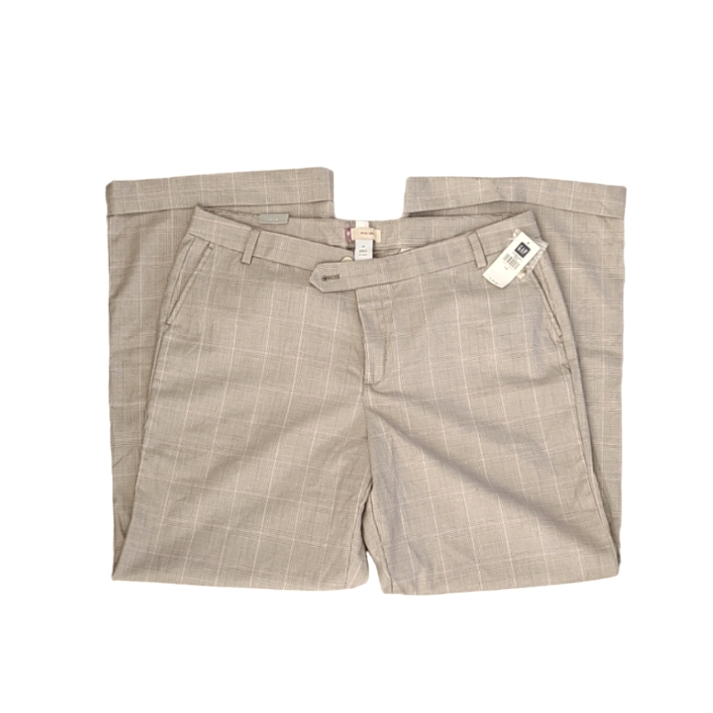GAP FACTORY Wide Leg Favorite Trouser Taupe Glen Plaid Pant Size 18 R
